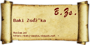 Baki Zsóka névjegykártya